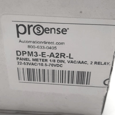 New ProSense DPM3-E-A2R-L Digital Panel Meter 22-53V AC/10.5-70V DC, 2-SPDT, 1/8 DIN