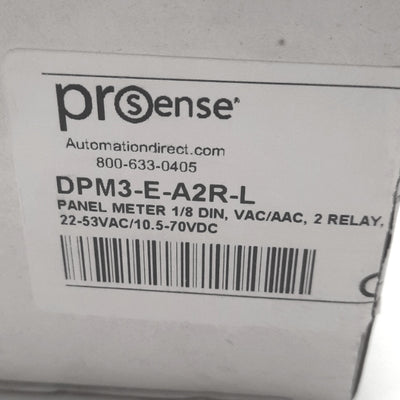 New ProSense DPM3-E-A2R-L Digital Panel Meter 22-53V AC/10.5-70V DC, 2-SPDT, 1/8 DIN