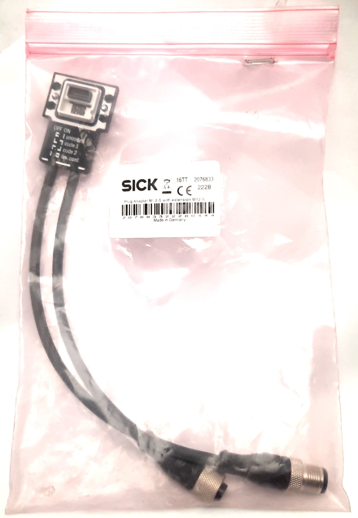 New – Open box Sick 2076833 System Plug For Light Curtain, 5-Pin M12 M&F, CANopen/DeviceNet...