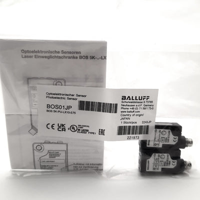 New Balluff BOS 5K-PU-LX10-S75 Photoelectric Sensor Set 24v DC, 30m Range, PNP NO/NC