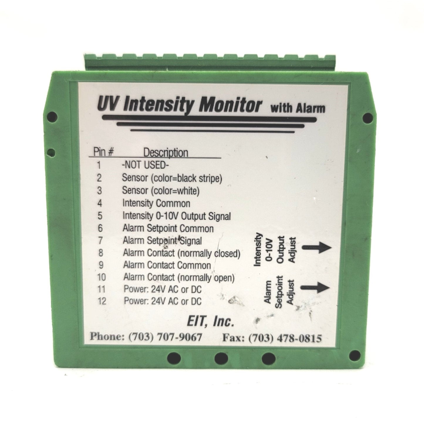Used EIT DRM-002 Rev A UV Intensity Monitor With Alarm 0-10VDC Output, 24VAC/DC