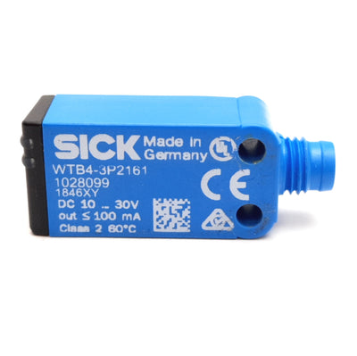 Used Sick WTB4-3P2161 Mini Photoelectric Sensor, 10-30VDC, 20mA, PNP, 3-Pin M8