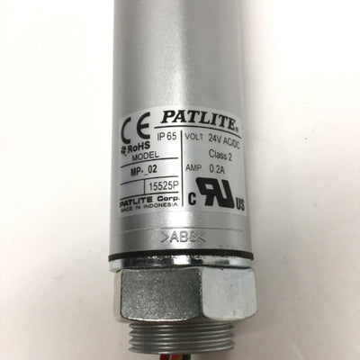 Used Patlite MP-302-YGR Signal Tower LED Alarm Stack Light Amber, Red, Green 24V