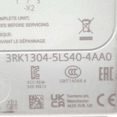 Used Siemens 3RK1304-5LS40-4AA0 DOL Motor Starter 3-Pole, 230/400V AC 1.5-12A 3Ph
