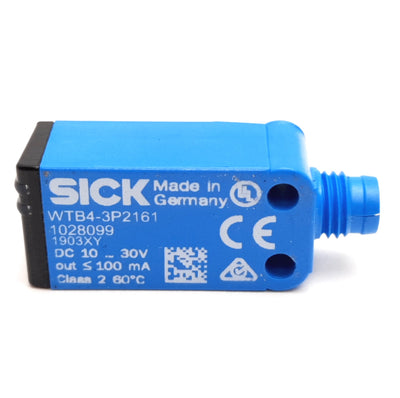 Used Sick WTB4-3P2161 Photoelectric Sensor, 10-30VDC, 20mA, PNP, 3-Pin M8 Male