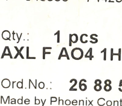 New Phoenix Contact AXL F AO4 1H 2688527 Analog Output Module, 24V 125mA Input