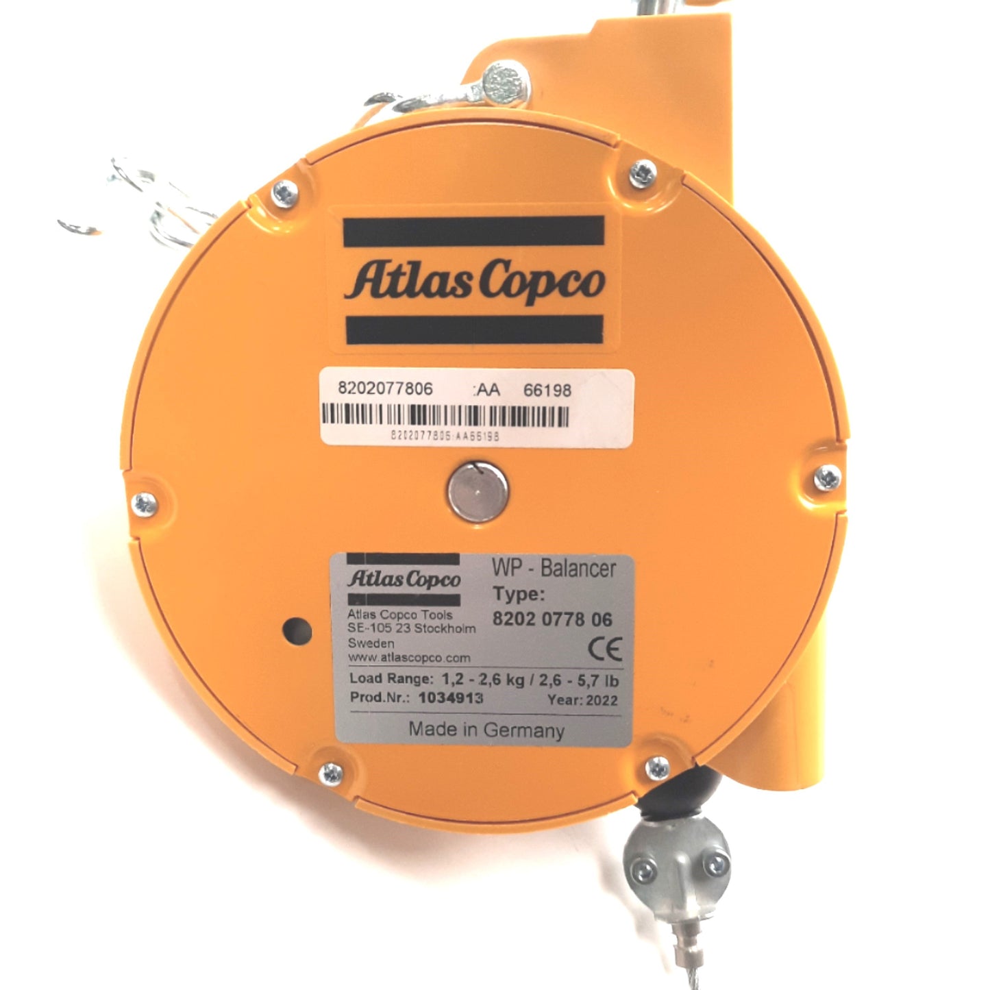 Used Atlas Copco WP-05-3-A Tool Balancer 1.2-2.6Kg Capacity, 5 Ft Travel, 25" length