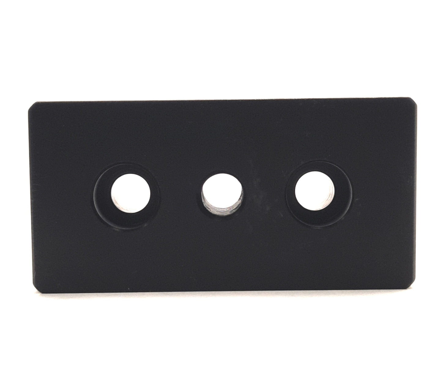 New – Open box Lot of 2 80/20 40-2130-Black 3-Hole Center Tap Base Plate, M10/M8, 40x80mm