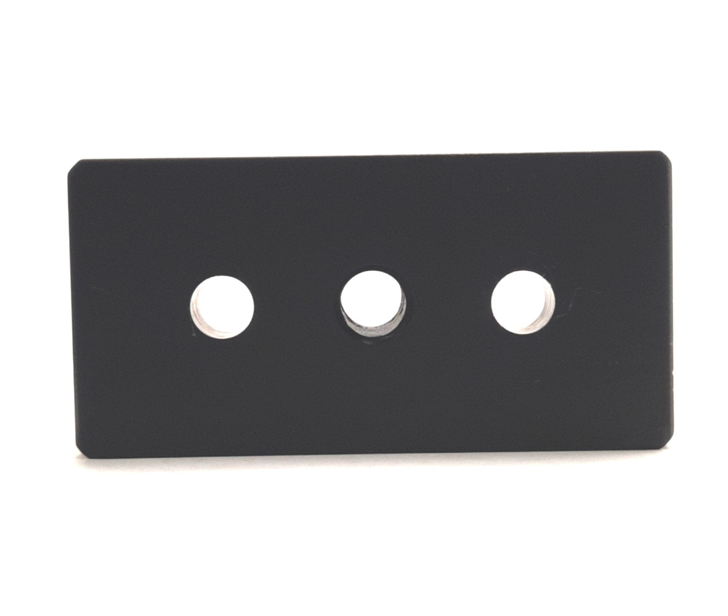 New – Open box Lot of 2 80/20 40-2130-Black 3-Hole Center Tap Base Plate, M10/M8, 40x80mm