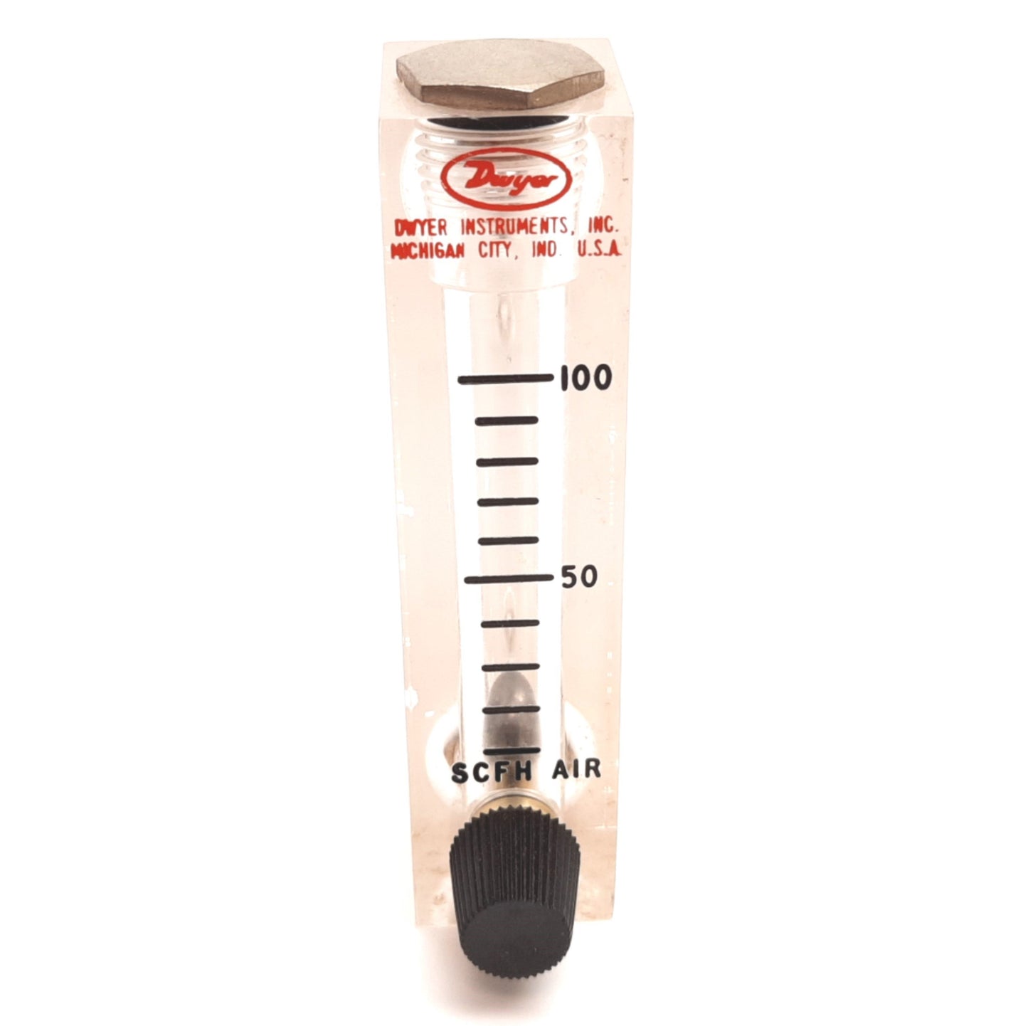 Used Dwyer VFA-8-BV Flowmeter, Range: 10-100 SCFH Air, Pressure: 100psi Max, 1/8" NPT