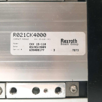 Used Bosch Rexroth CKK 15-110 Linear Ball Screw Positioner 350mm Travel 5mm Lead