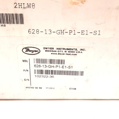New Dwyer 628-13-GH-P1-E1-S1 Pressure Transmitter, 0-300psi, 10-30VDC, 1/4" NPT