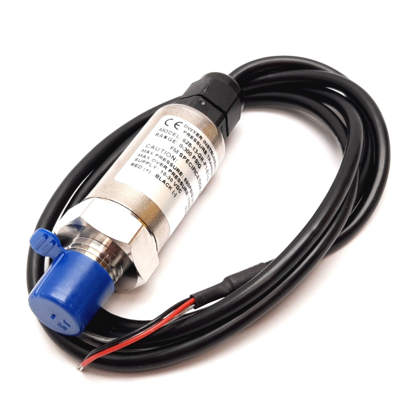 New Dwyer 628-13-GH-P1-E1-S1 Pressure Transmitter, 0-300psi, 10-30VDC, 1/4" NPT