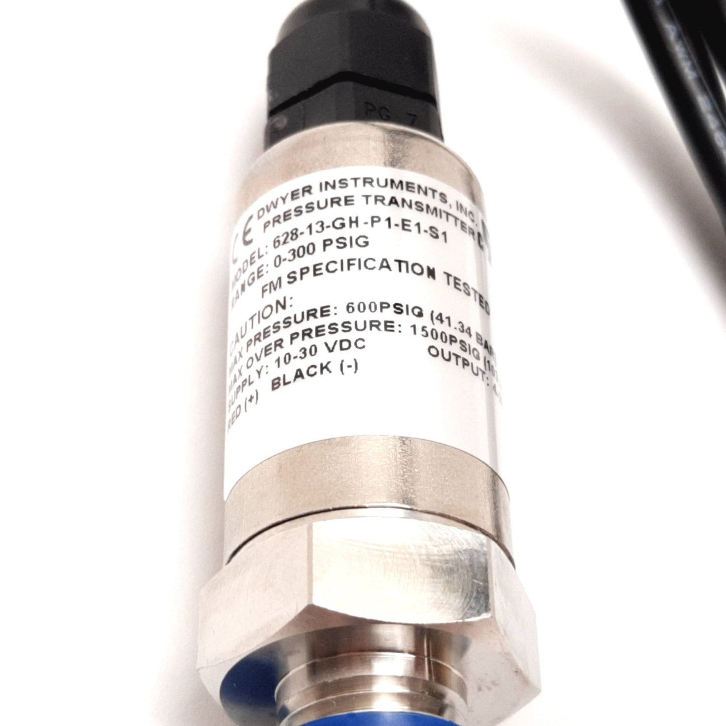 New Dwyer 628-13-GH-P1-E1-S1 Pressure Transmitter, 0-300psi, 10-30VDC, 1/4" NPT