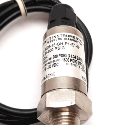 Used Dwyer 628-13-GH-P1-E1-S1 Pressure Transmitter, 0-300psi, 10-30VDC, 1/4" NPT Male