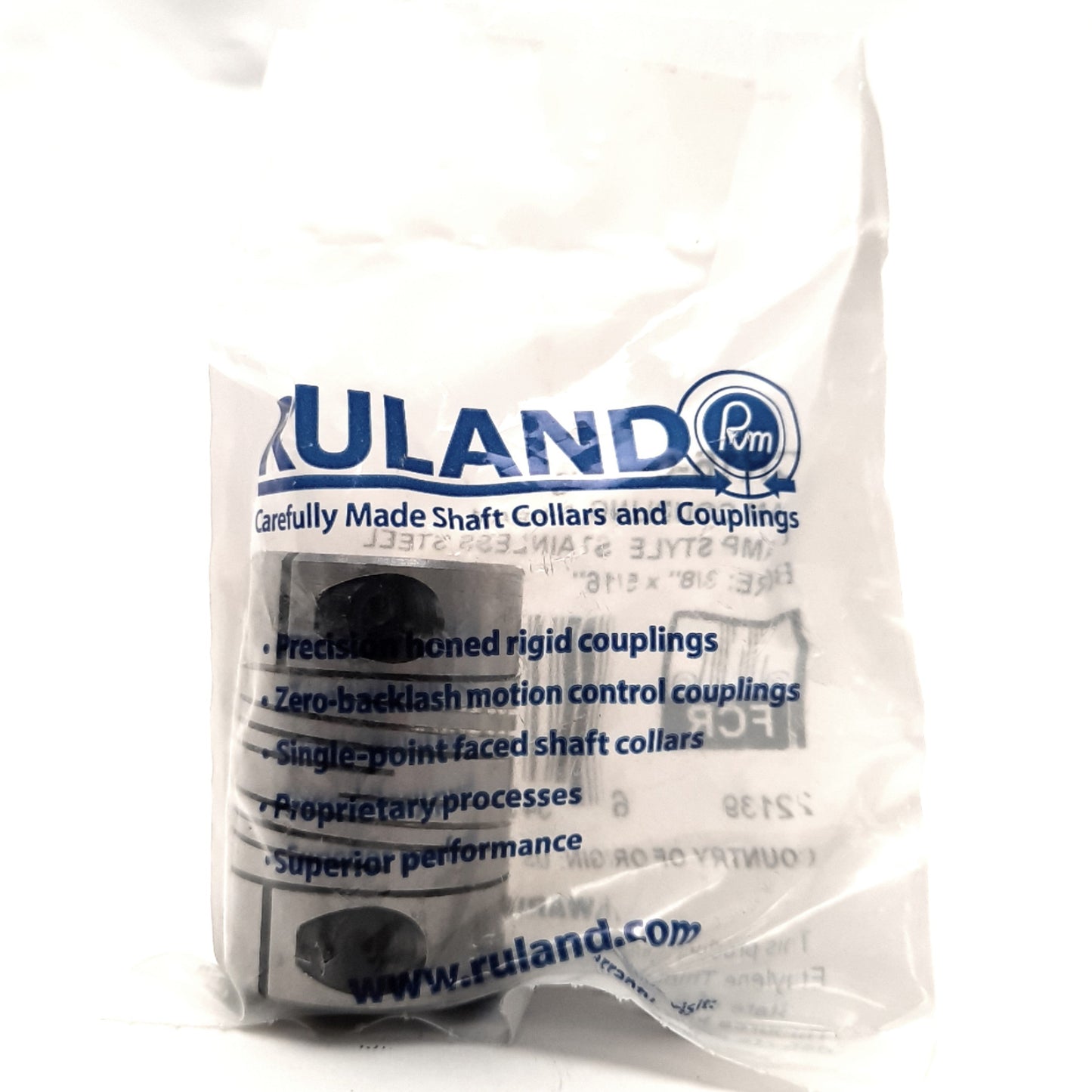 New Ruland FCR-16-6-5-SS Flexible Coupler 3/8" x 5/16" Bore, 1.51" Length, 1" OD