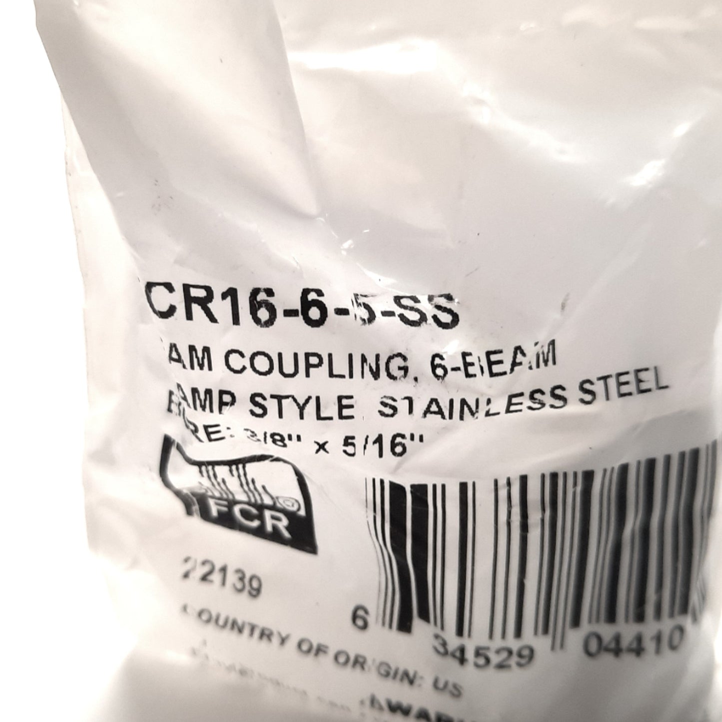 New Ruland FCR-16-6-5-SS Flexible Coupler 3/8" x 5/16" Bore, 1.51" Length, 1" OD