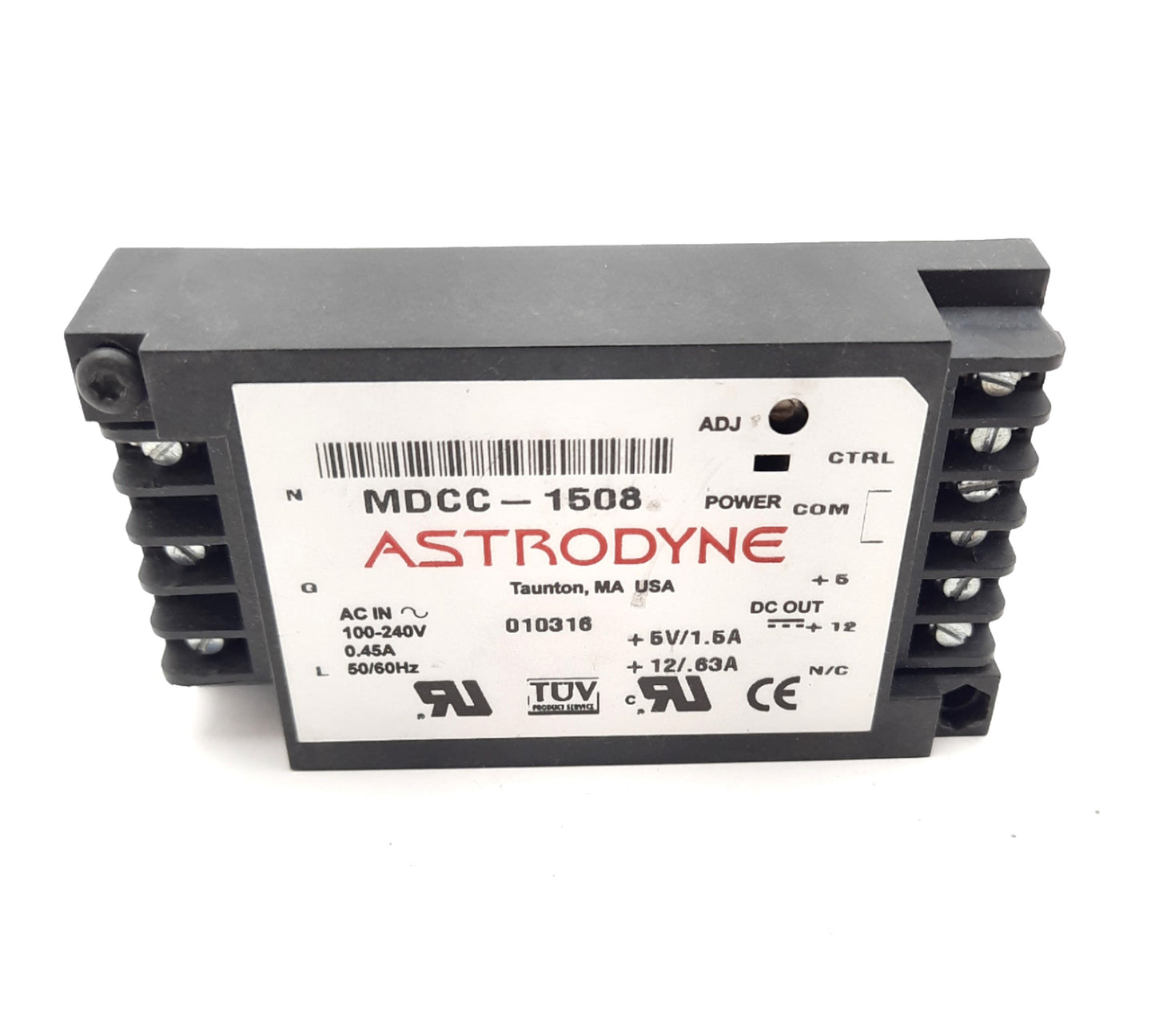 Used Astrodyne MDCC-1508 Medical Grade Power Supply 100-240VAC 0.45A -5-12VDC