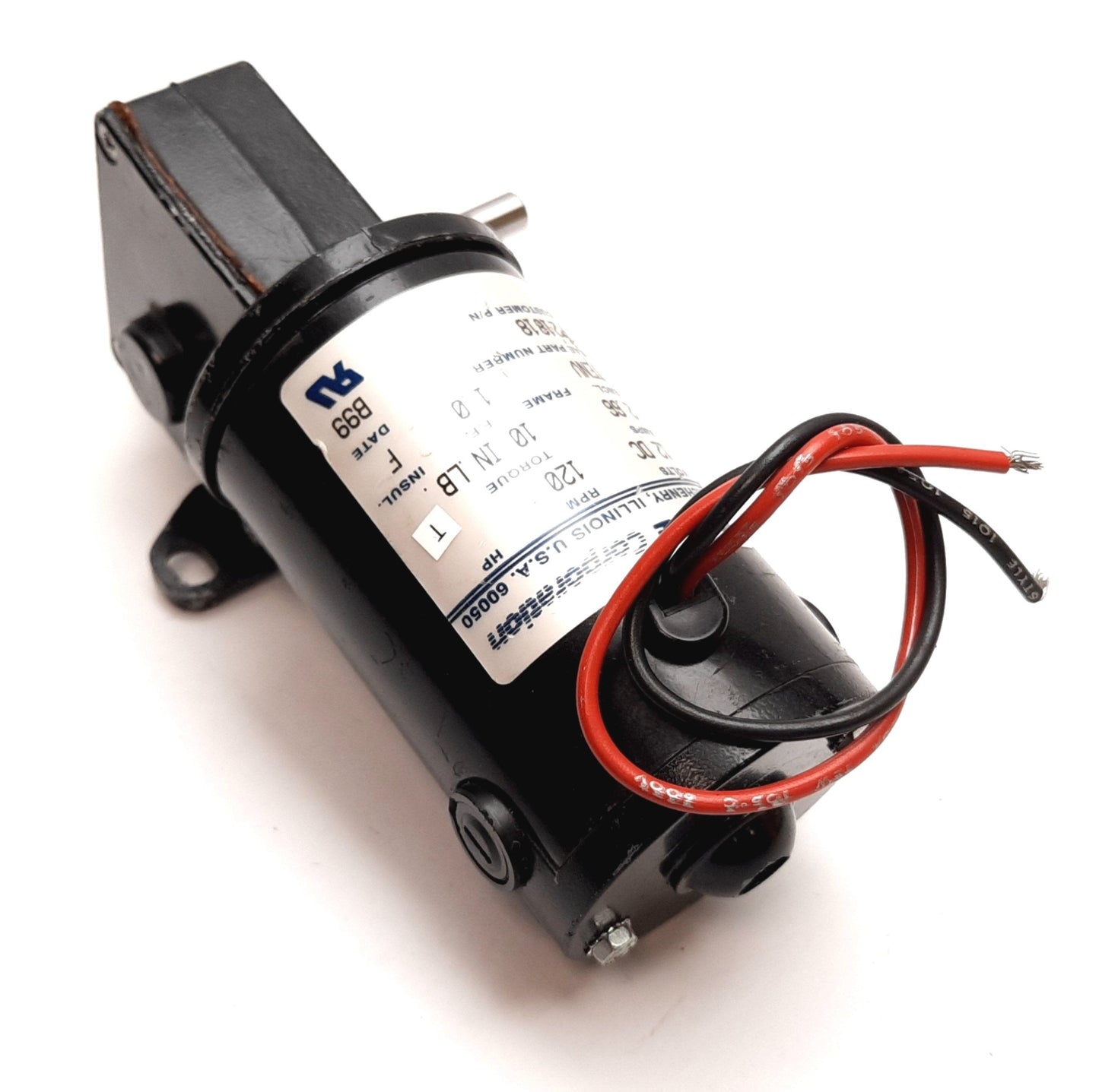 Used RAE Corporation P21818 DC Motor, 12VDC, 120RPM, Right Angle 8mm Shaft