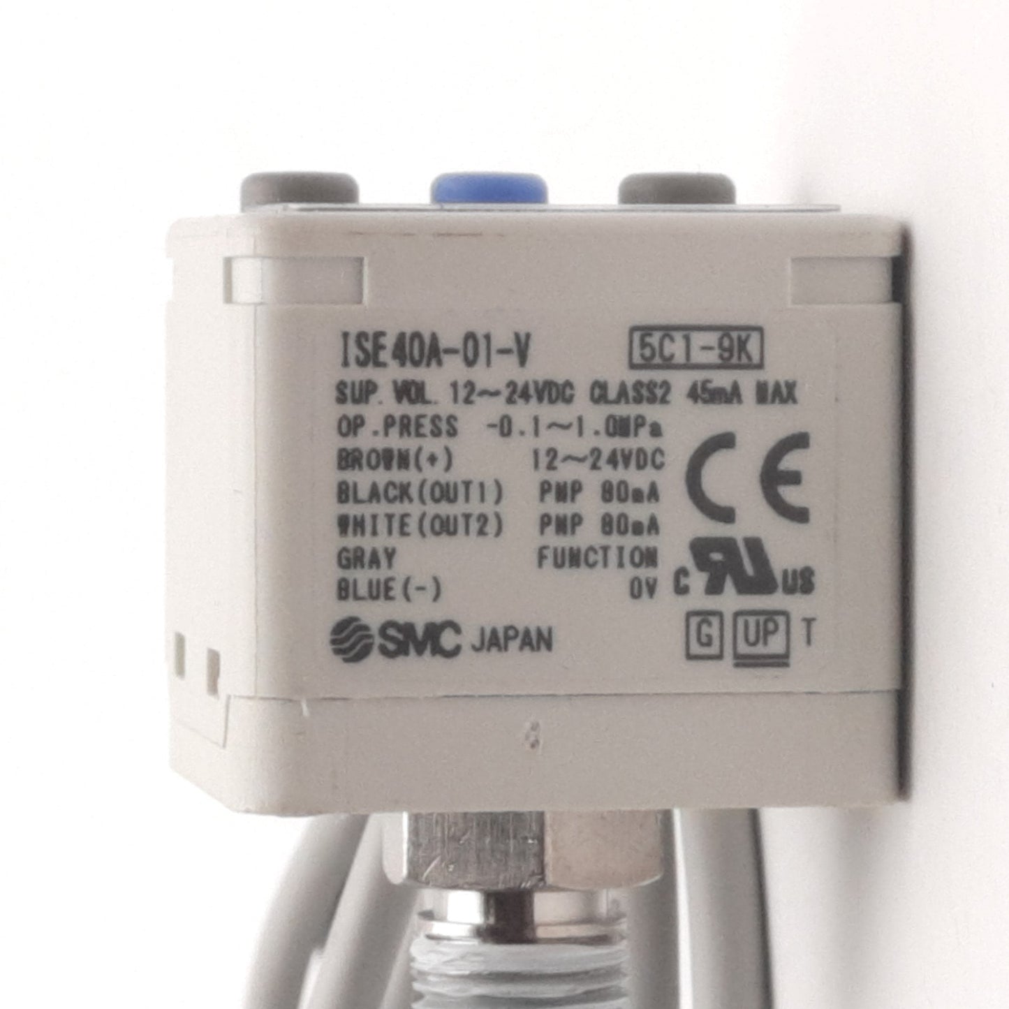 Used SMC ISE40A-01-V Digital Pressure Switch, -0.1 to 1.0MPa, PNP, 1/8"NPT, 12-24VDC