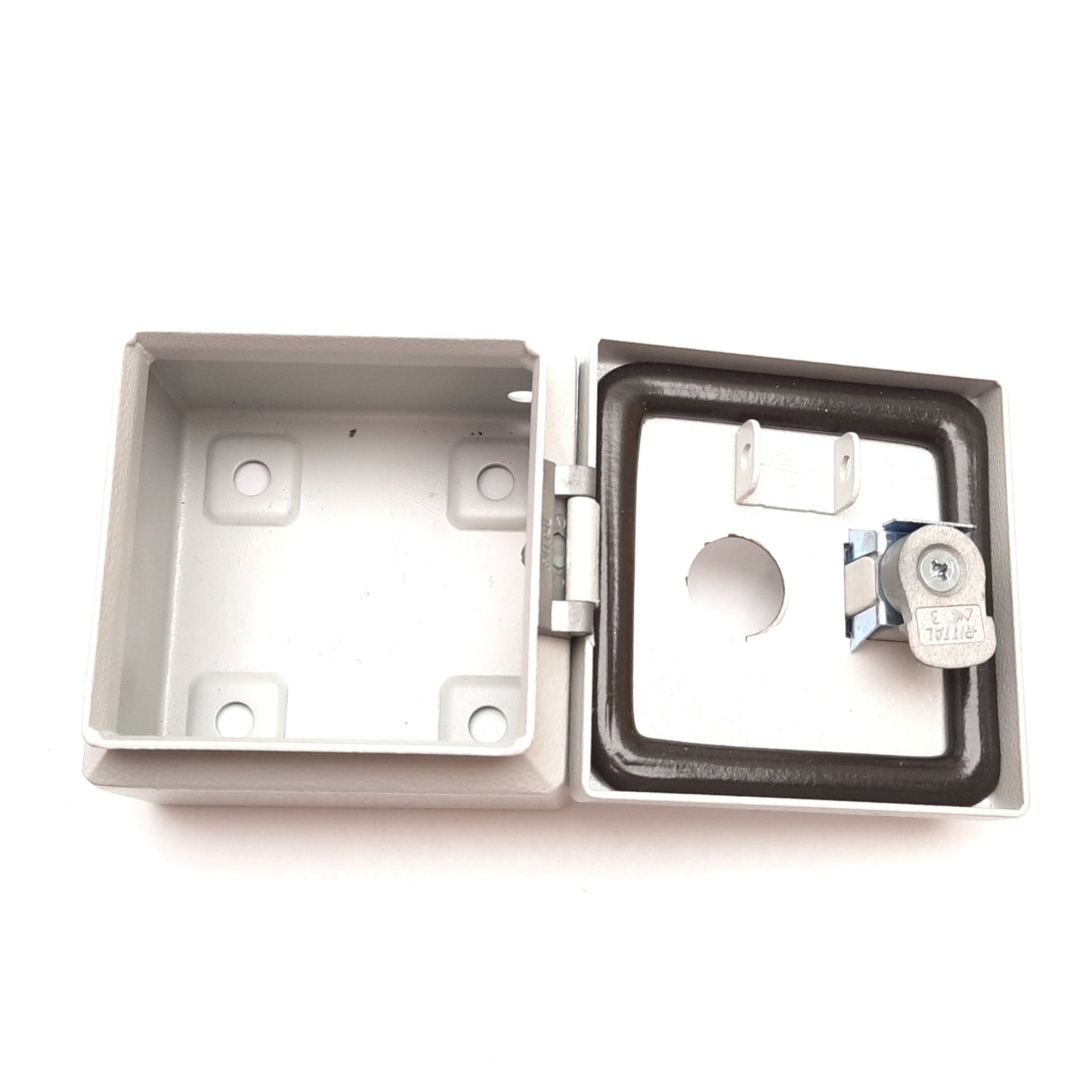 Used Rittal 8018119 Electrical Enclosure, Steel, 100mm x 100mm x 75mm, *Hole Added*