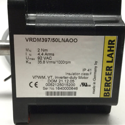 Used Berger Lahr VRDM397/50LNAOO 85mm Stepper Motor, 3-Phase, 92VAC from Ekra X5
