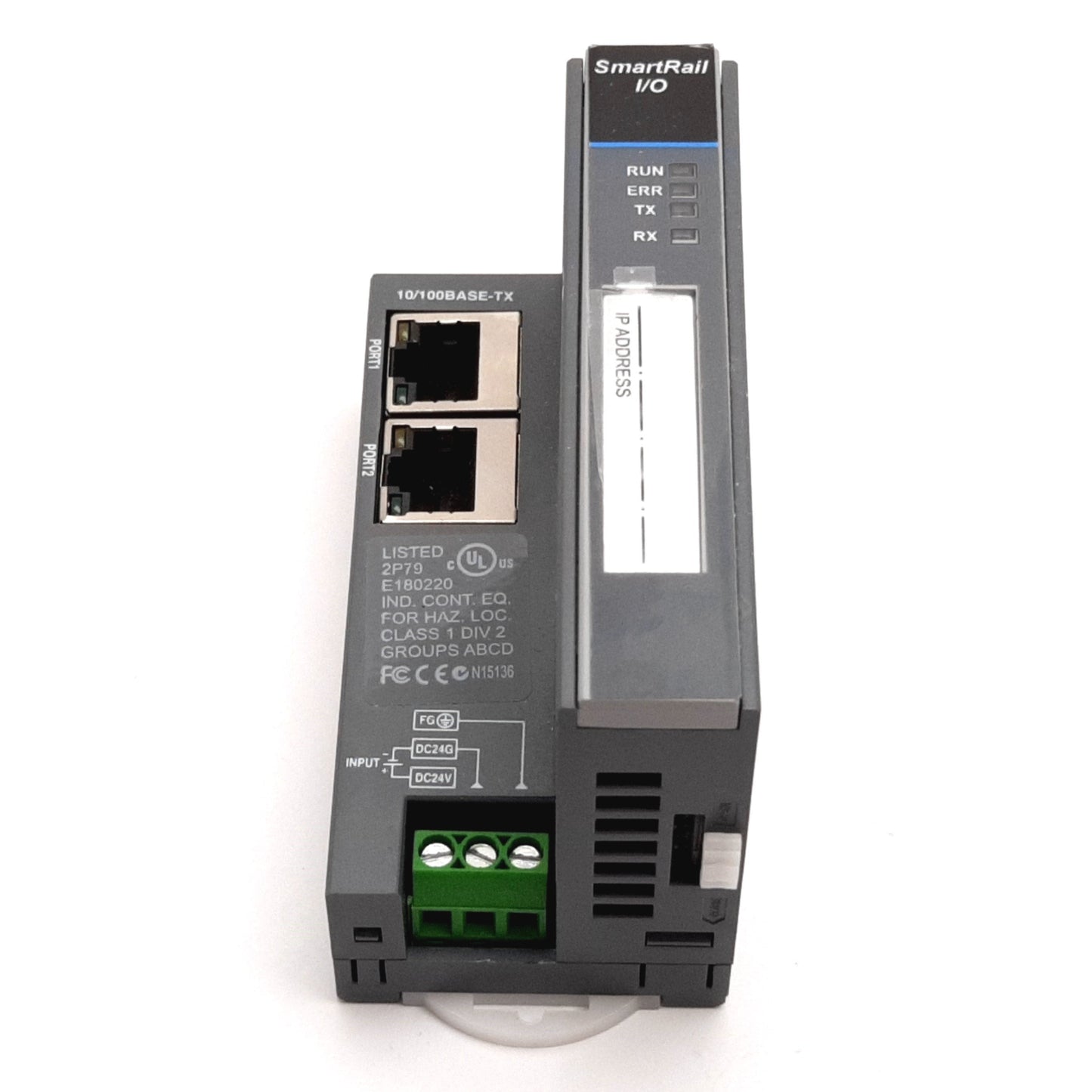 Used Horner HE599ETX200C SmartRail I/O Ethernet Base, In: 24VDC 0.55A, Out: 5VDC 1.5A