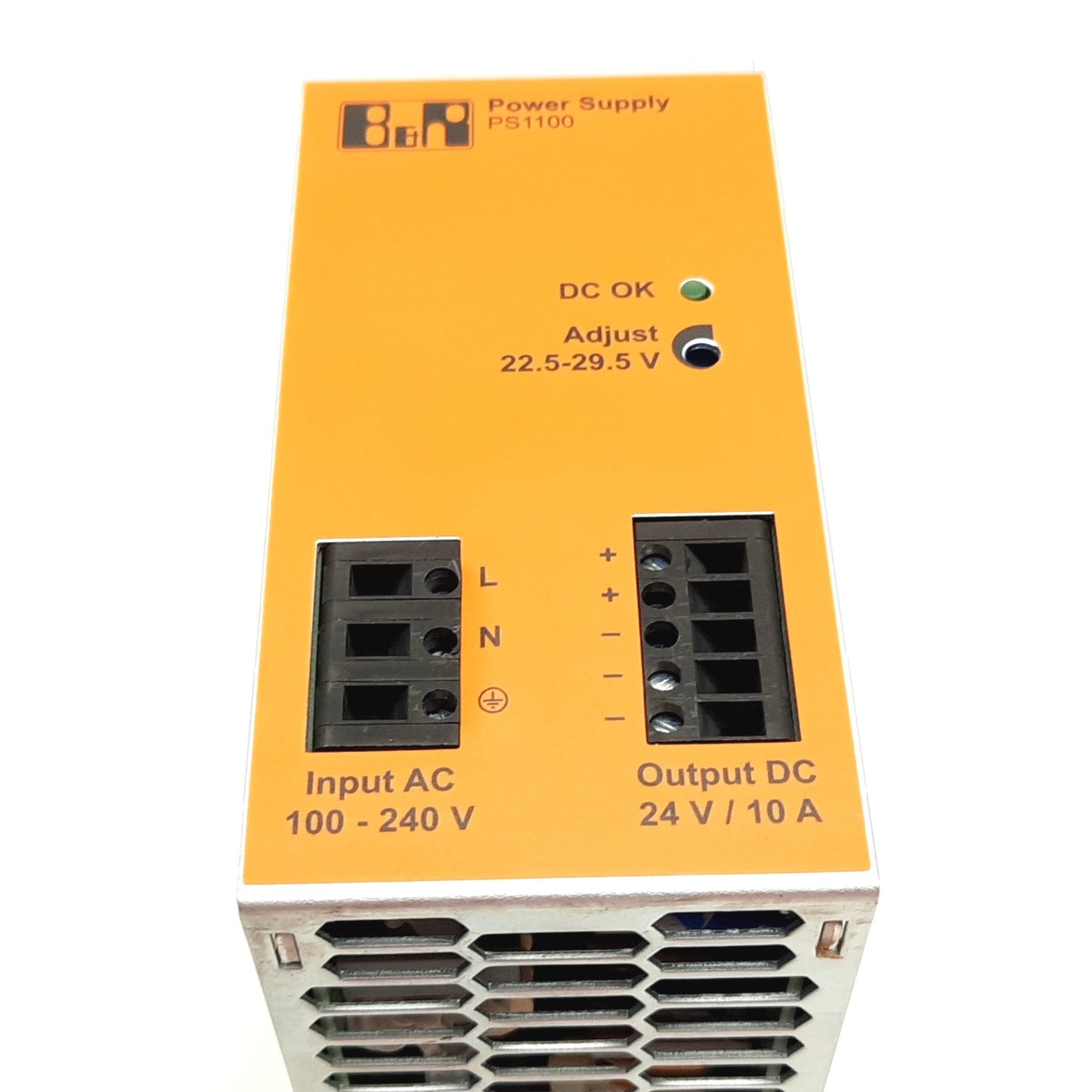 Used B&R Automation PS1100 Power Supply, Input: 100-240VAC 3-1.5A, Output: 24VDC 10A