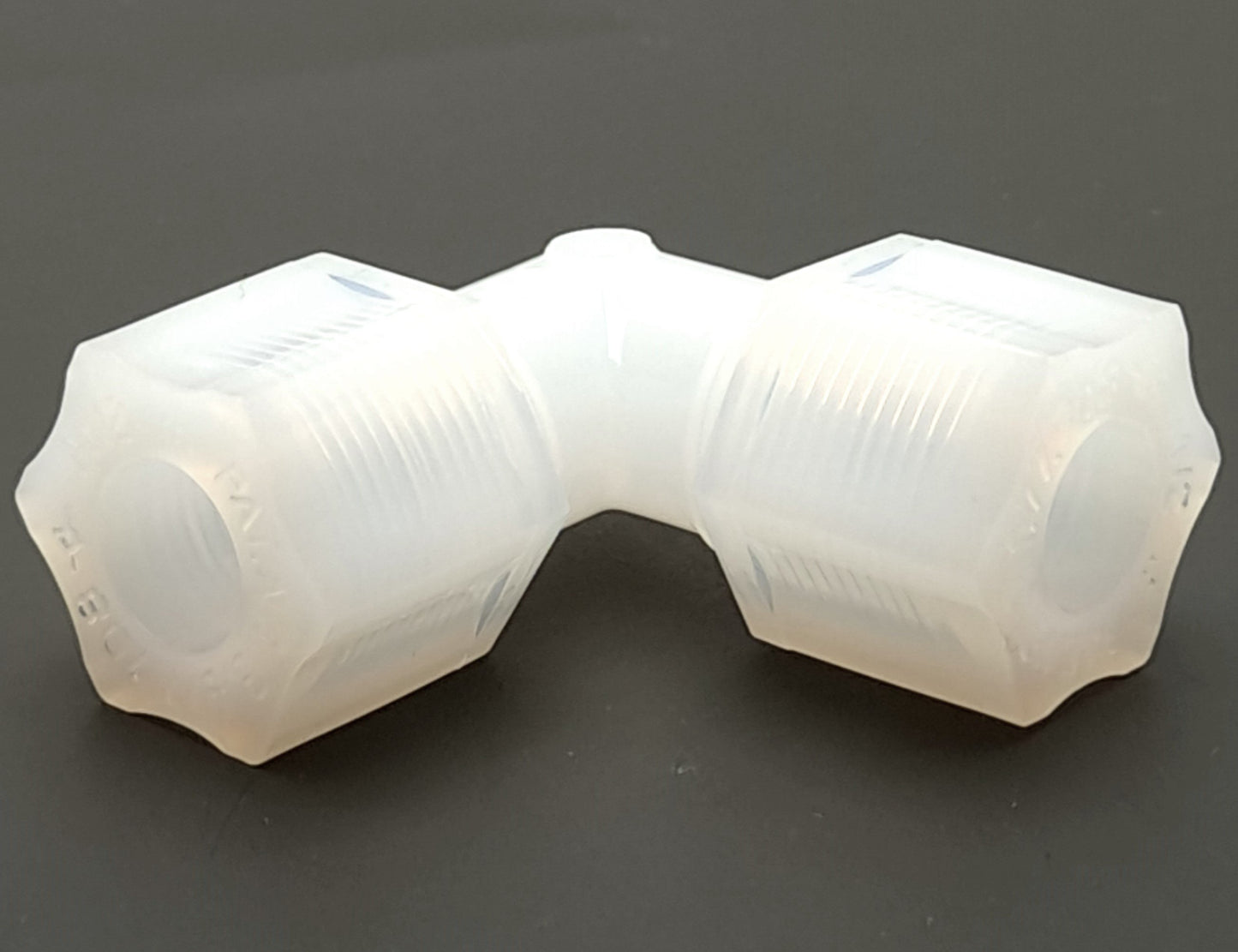 New Lot of 2 Entegris UE12MN Integral Ferrule Elbow Union, 12mm Ferrule, 1 3/16" Hex