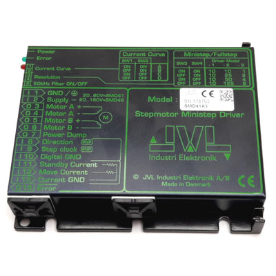 Used JVL SMD41A3 Stepmotor Ministep Driver, 20-80VDC, 200/400/800/1600 Mini Steps/Rev