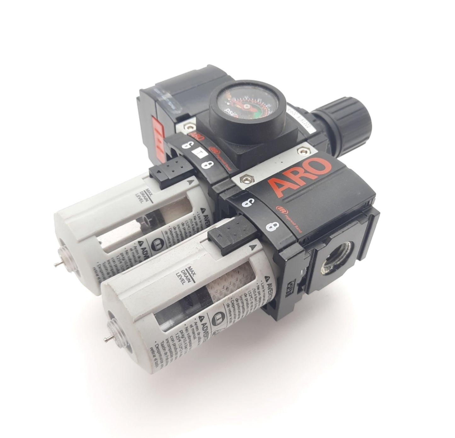 Used ARO P39124-600 Piggyback Filter Regulator, Filter And Lockout Valve 1/4" 0-30psi