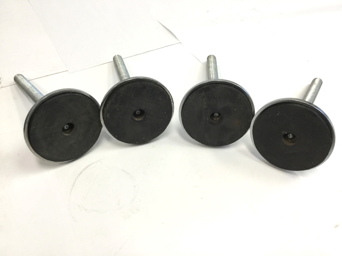 Used Lot of 4 Steel Machine Mounting Feet M24 x 3 Thread, Ø5.5" Base Dia, 11.5" Tall