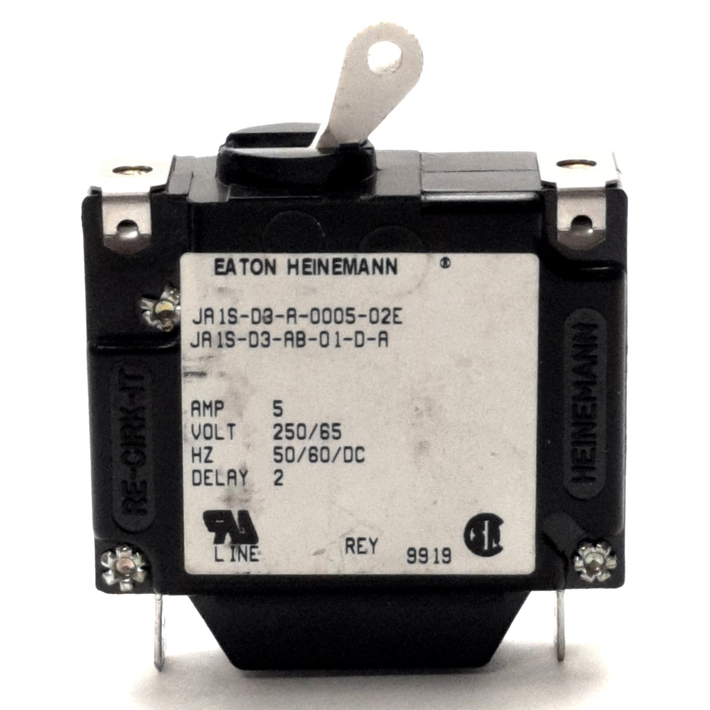 Used Eaton Heinemann JA1S-D3-AB-01-D-A Circuit Breaker 250v AC 65v DC, 5 A, 1-Pole