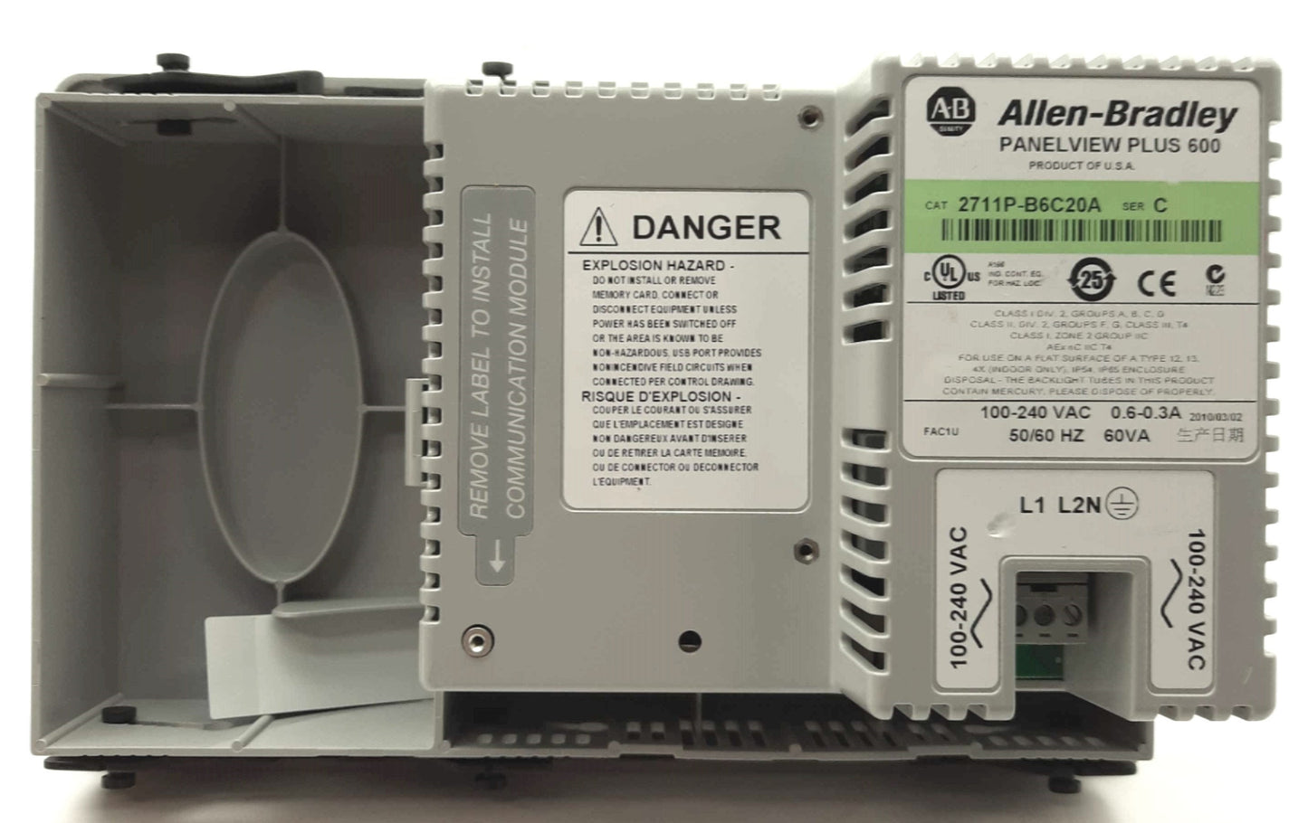Used Allen Bradley 2711P-B6C20A Ser C PanelView Plus 600 HMI Panel w/Buttons 6" 120V