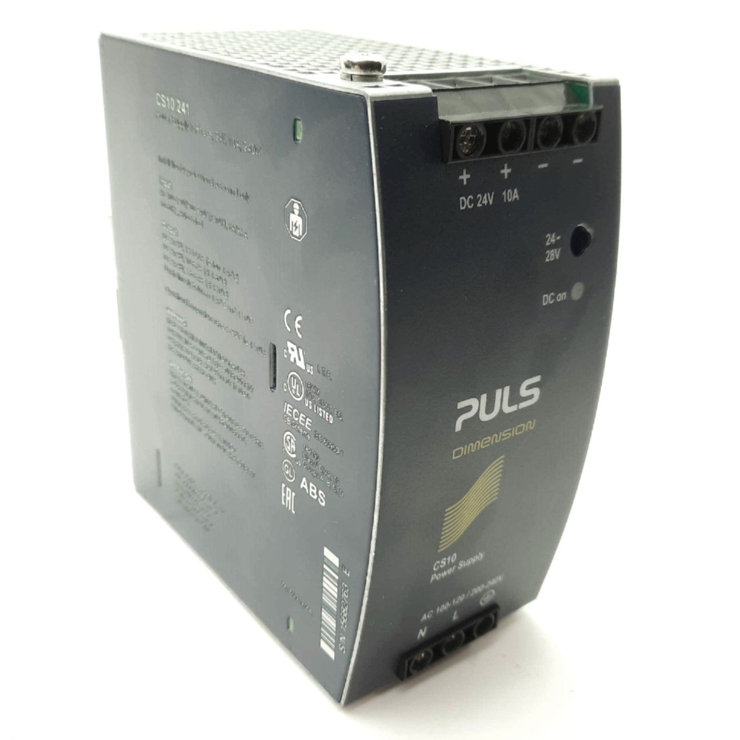 Used PULS CS10.241 DC Power Supply 24VDC 10A Output 100-120/200-240VAC Input DIN Rail