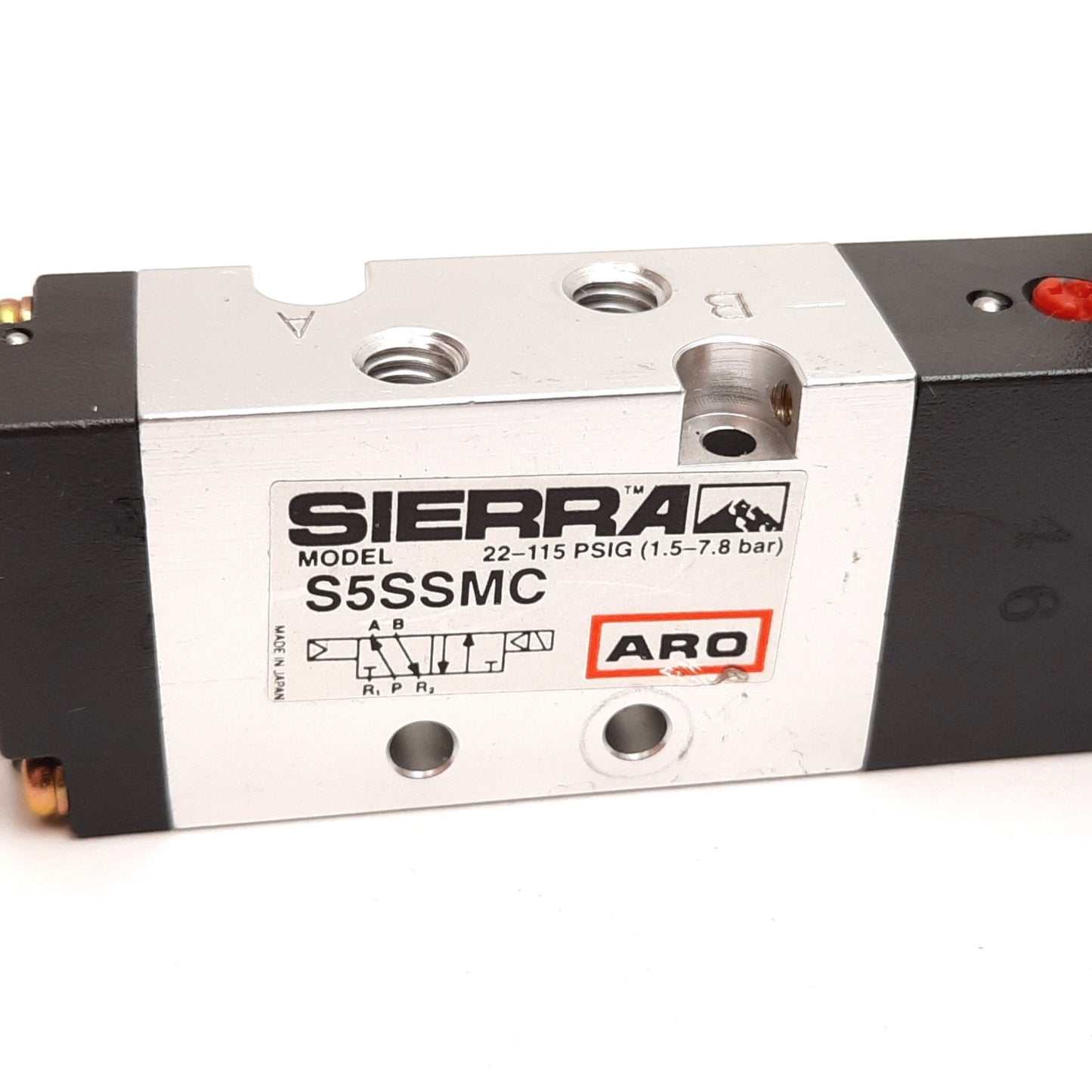 Used ARO S5SSMC Sierra Solenoid Valve, 2-Position 5-Port, 120VAC, 22-115psi, M5x0.8