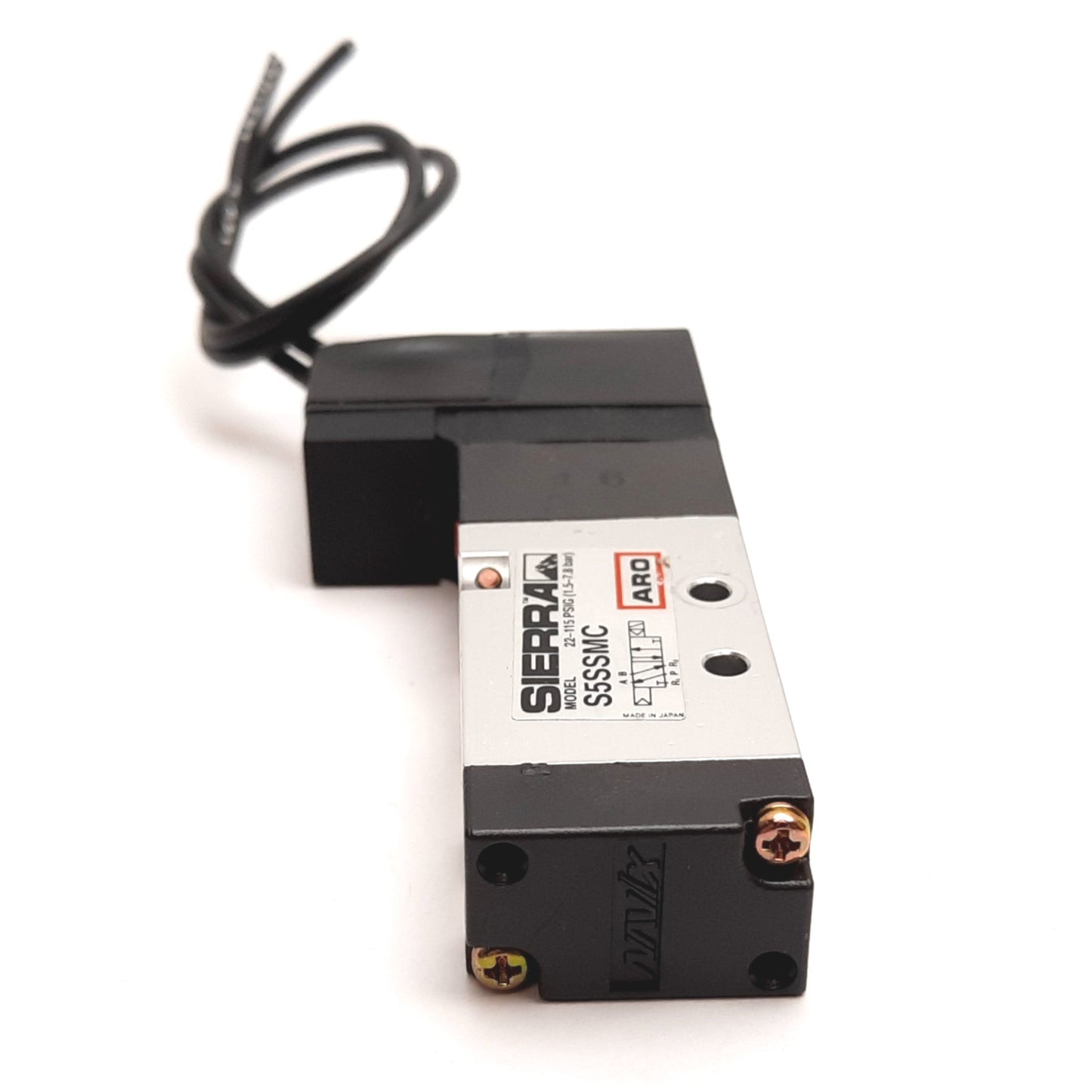 Used ARO S5SSMC Sierra Solenoid Valve, 2-Position 5-Port, 120VAC, 22-115psi, M5x0.8