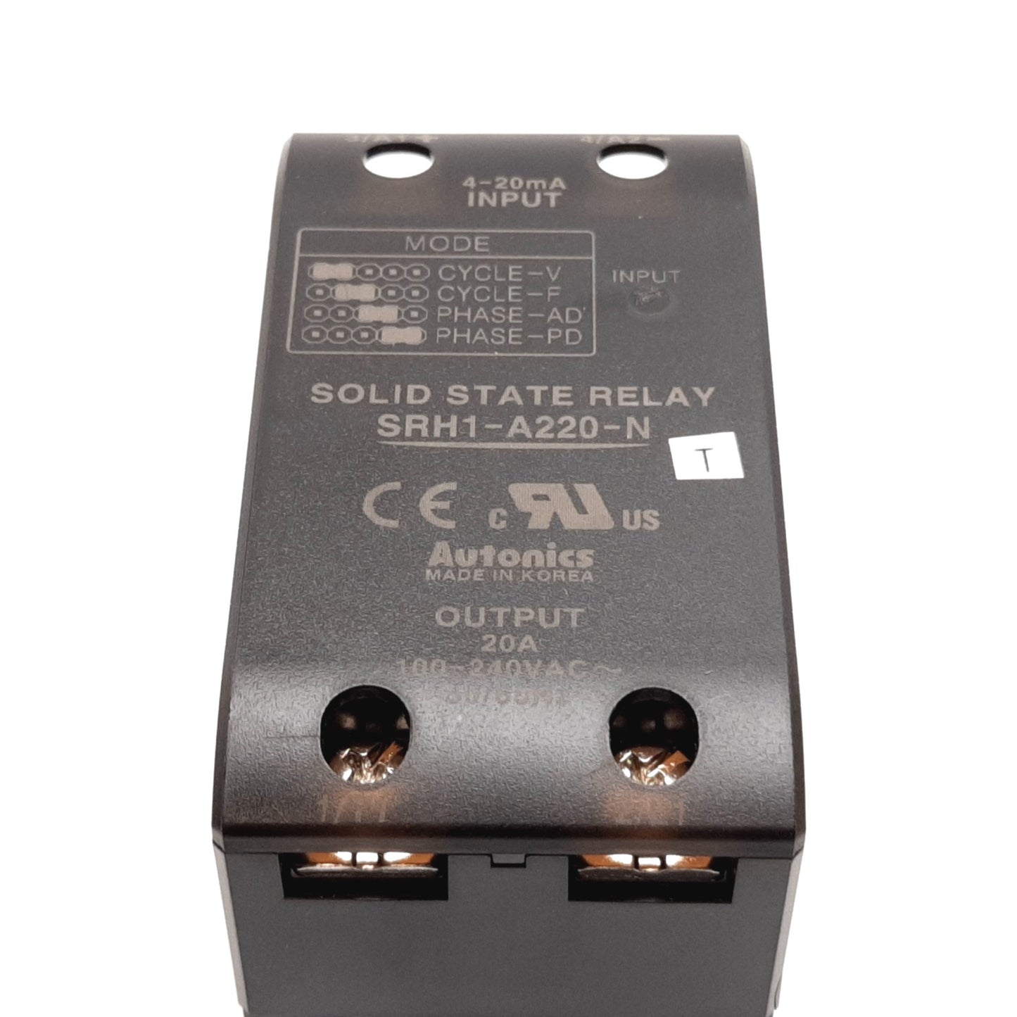 Used Autonics SRH1-A220-N Solid State Relay, Input: 4-20mA, Output: 100-240VAC 20A