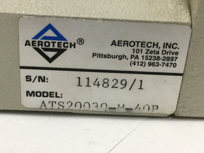 Used Aerotech ATS20030-M-40P Ball Screw Linear Actuator Stage 300mm, NEMA 23, 4mm/rev