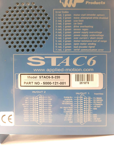 New Applied Motion Products STAC6-S-220 Stepper Drive, .5-3.2A/Phase, 94-265VAC