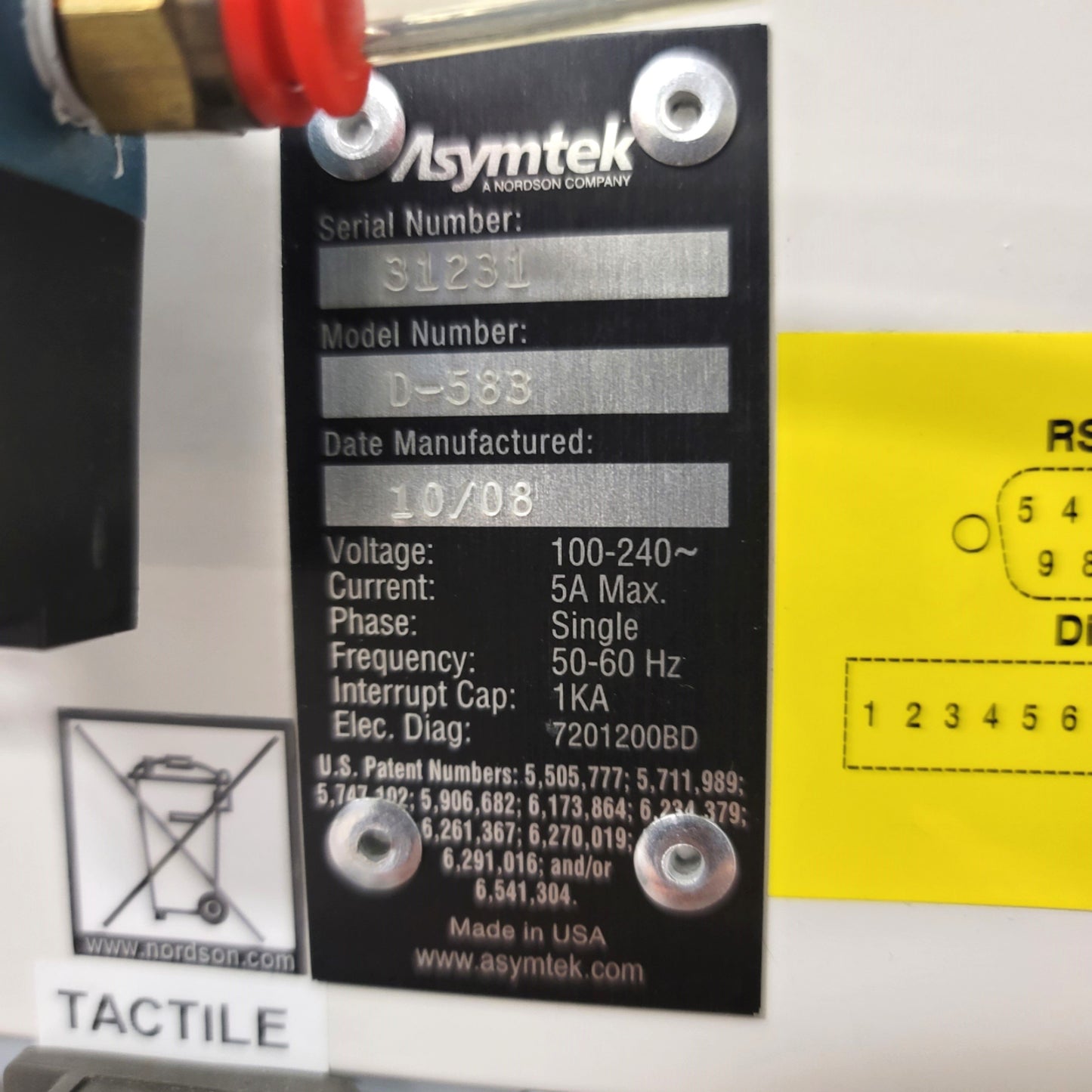 Used Nordson Asymtek D-583 DispenseMate Benchtop Dispensing System, 100-240VAC