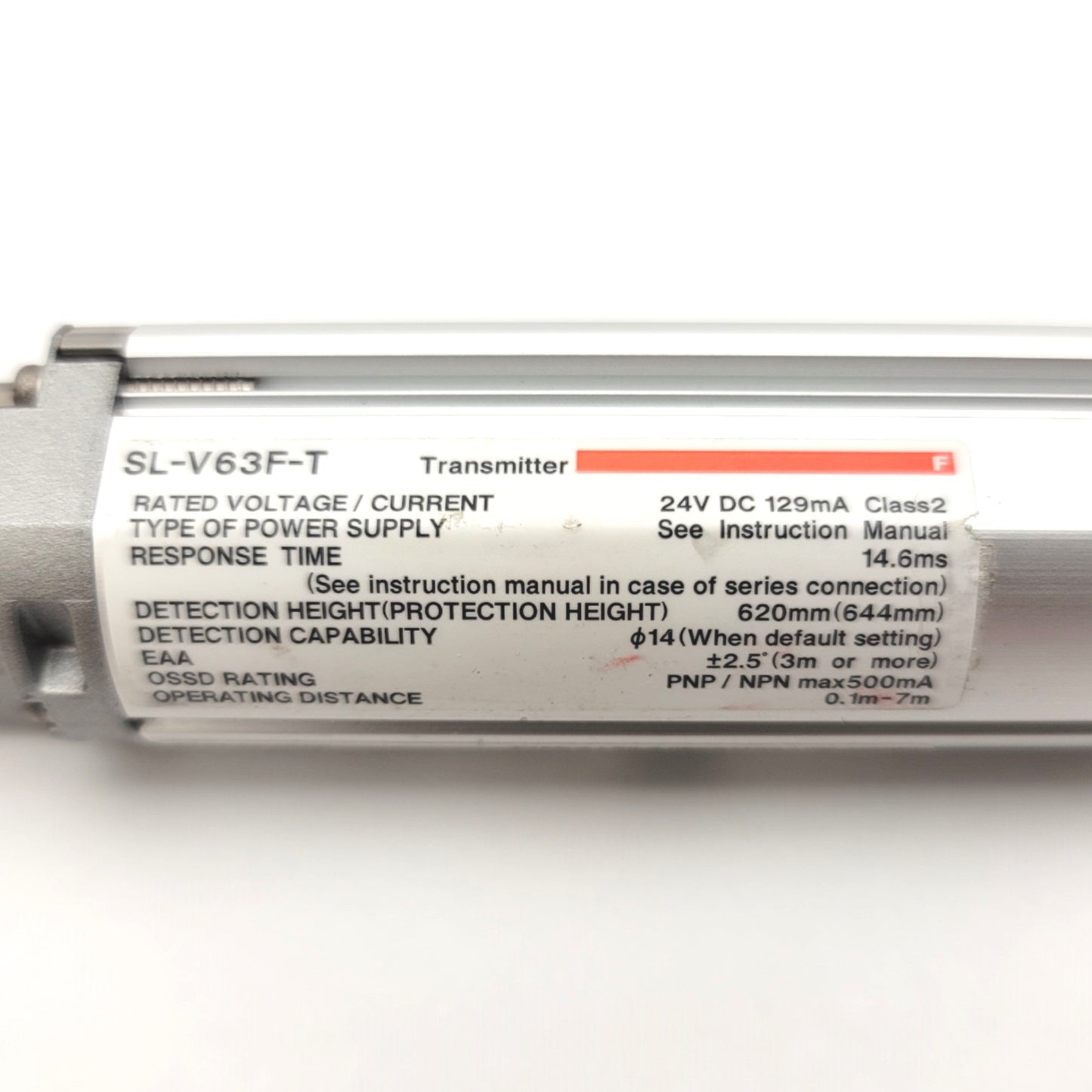 Used Keyence SL-V63F-T Light Curtain Transmitter 24VDC, 14.6ms, Detection Zone 620mm