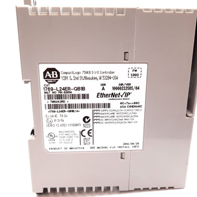 Used Allen Bradley 1769-L24ER-QB1B CompactLogic PLC Processor, 32-Point, 24VDC