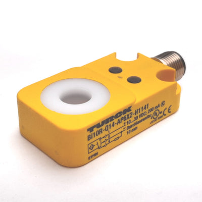 Used Turck Bi10R-Q14-AP6X2-H1141 Inductive Ring Sensor, 10mm Diameter, 10-30VDC, PNP