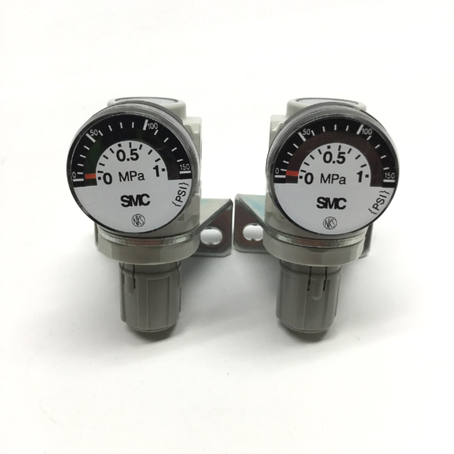 Used Lot of 2 SMC AR10-M5-1Z-A Mini Pneumatic Regulators, 3 to 30psi, M5 Ports