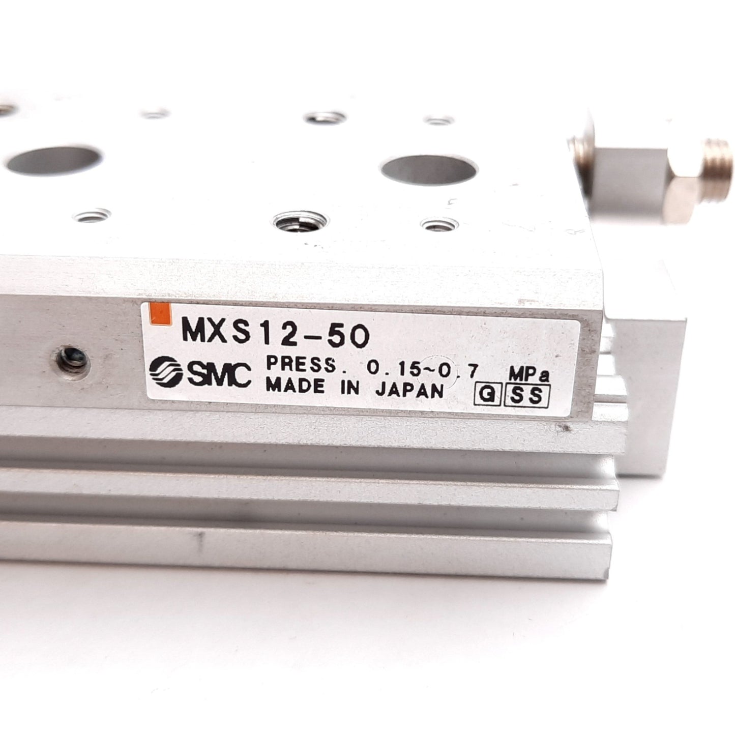 Used SMC MXS12-50A Pneumatic Slide Table, Bore 12mm, Stroke 50mm, 0.15-0.7MPa, M5x0.8