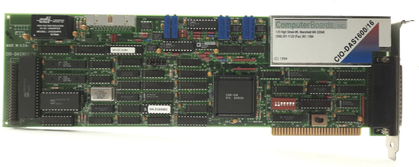 Used Computer Boards Inc CIO-DAS1602/16 DAQ Card, 8-bit ISA, 16-Channel 16-Bit 100Khz