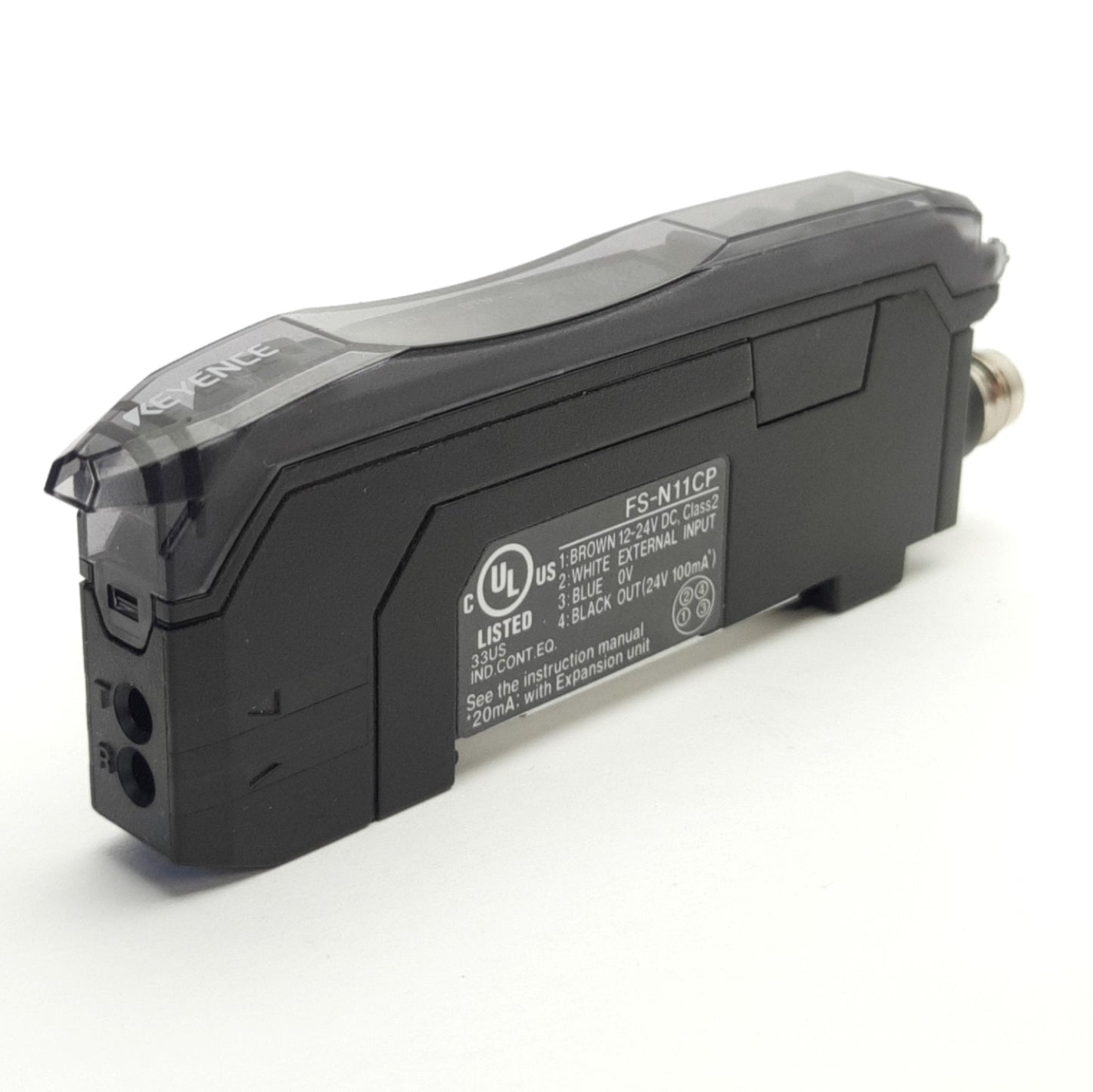 Used Keyence FS-N11CP Digital Fiber Optic Amplifier 12-24VDC, PNP Output M8 Connector