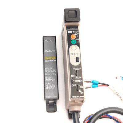 Used Omron E3X-NT21 Fiber Optic Sensor NPN Output, 12-24V DC, Max Load: 100mA 30V DC
