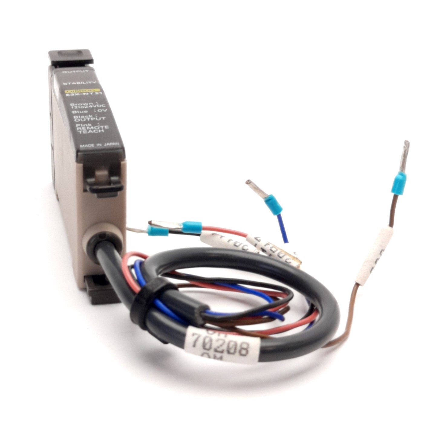 Used Omron E3X-NT21 Fiber Optic Sensor NPN Output, 12-24V DC, Max Load: 100mA 30V DC